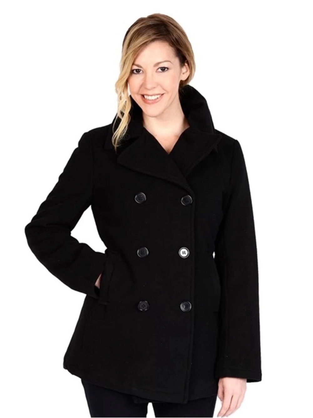 Style & Co. Vintage Wool Black Peacoat